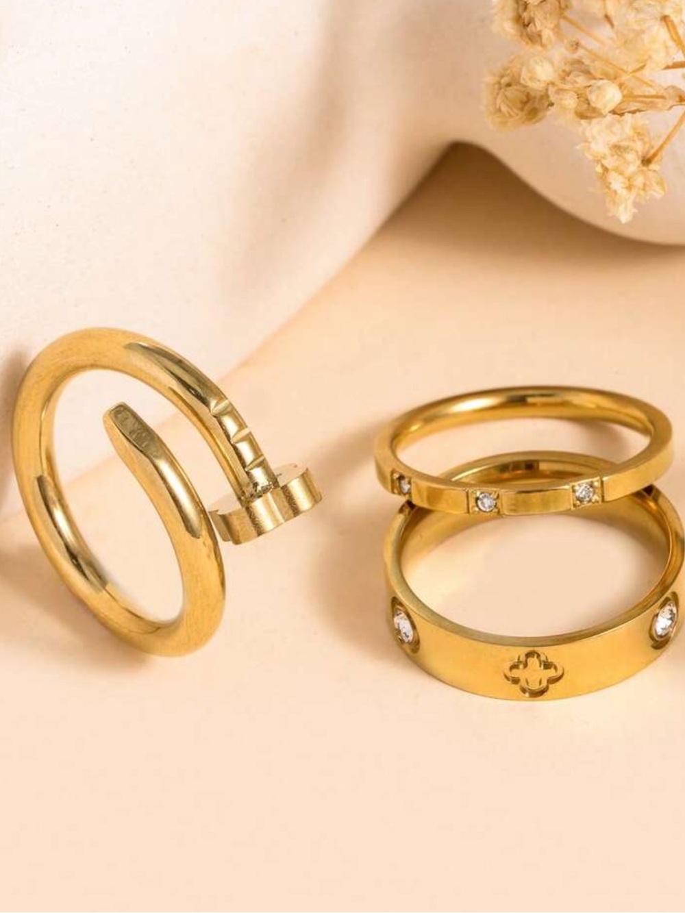 18K Gold-Tone Stacking Rings Set - Picture 3 of 5